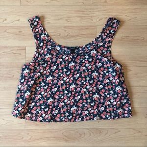 Forever 21 Floral black and pink sheer tank